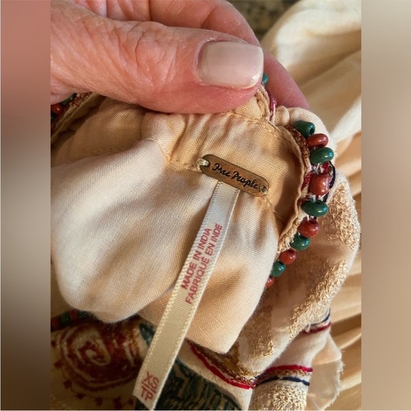 Free People Paisley Embroidered Midi Dress in Cream and Pink - Picture 4 of 4